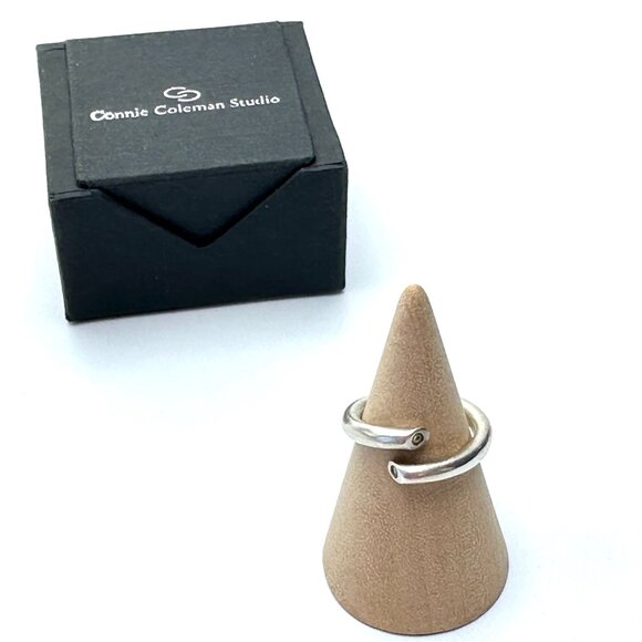 Brushed Sterling Silver Diamond Bypass Ring — Connie Coleman — 7 US — EUC - Picture 2 of 5